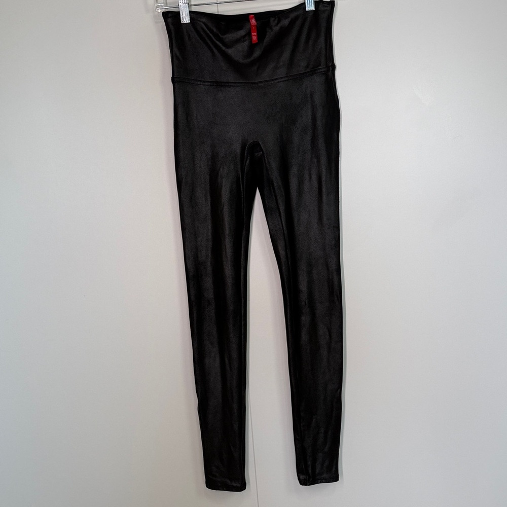 SPANX Black Faux Leather Leggings Medium